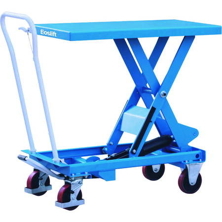 Eoslift Industrial Grade Heavy Duty TA70 Manual Scissor Lift Table Cart 1543 lbs. Capacity, Table Size 20.5 in. x 39.7 in. with Swivel Rear Caster and Rigid Stationary Front Caster Wheels TA70